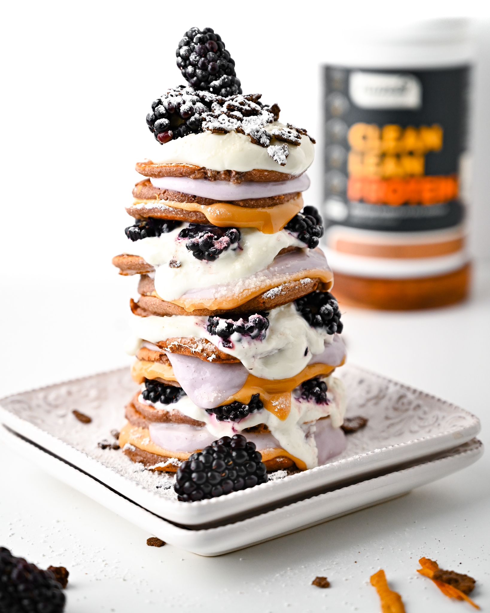 BLACKBERRY MAPLE SYRUP COCONUT PANCAKE