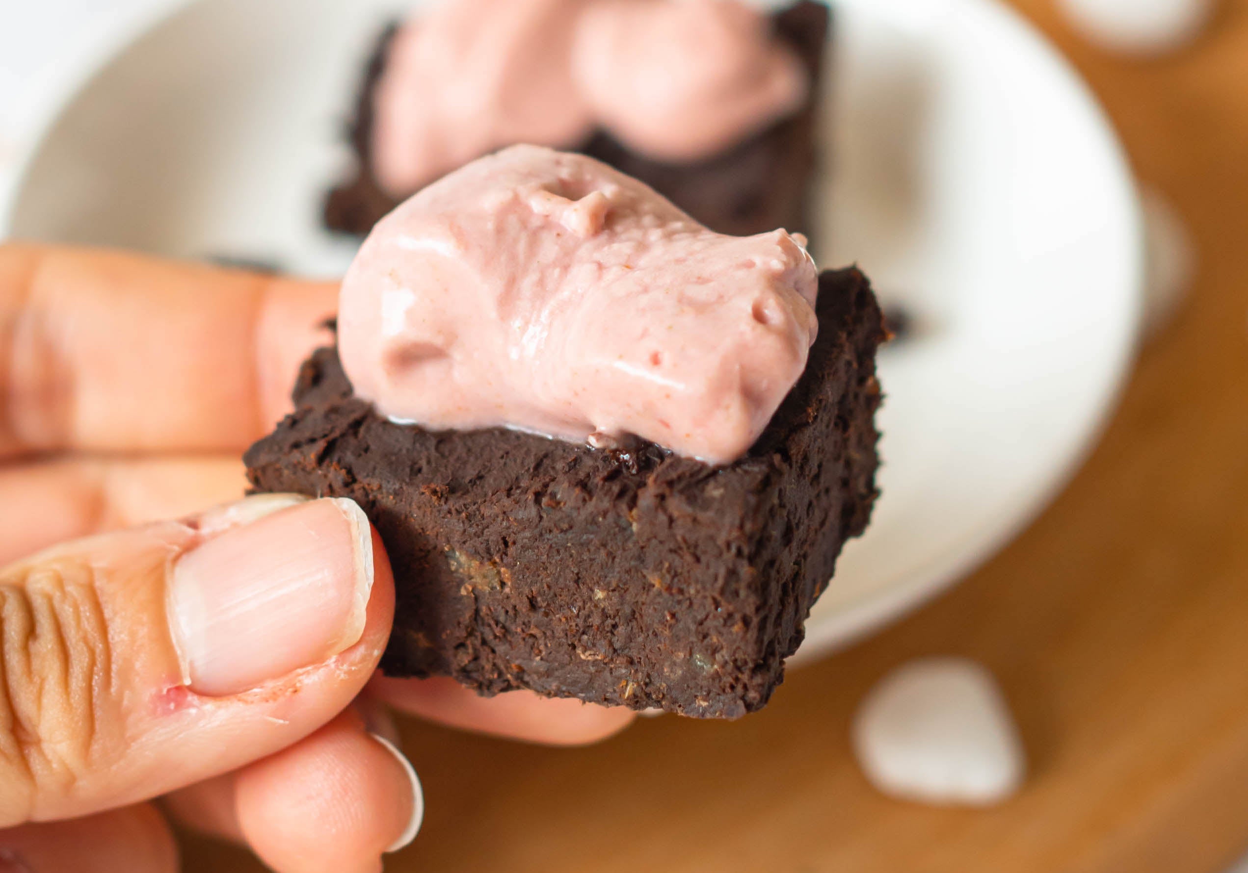 Strawberry Coconut Whip on 3-ingredient Brownies