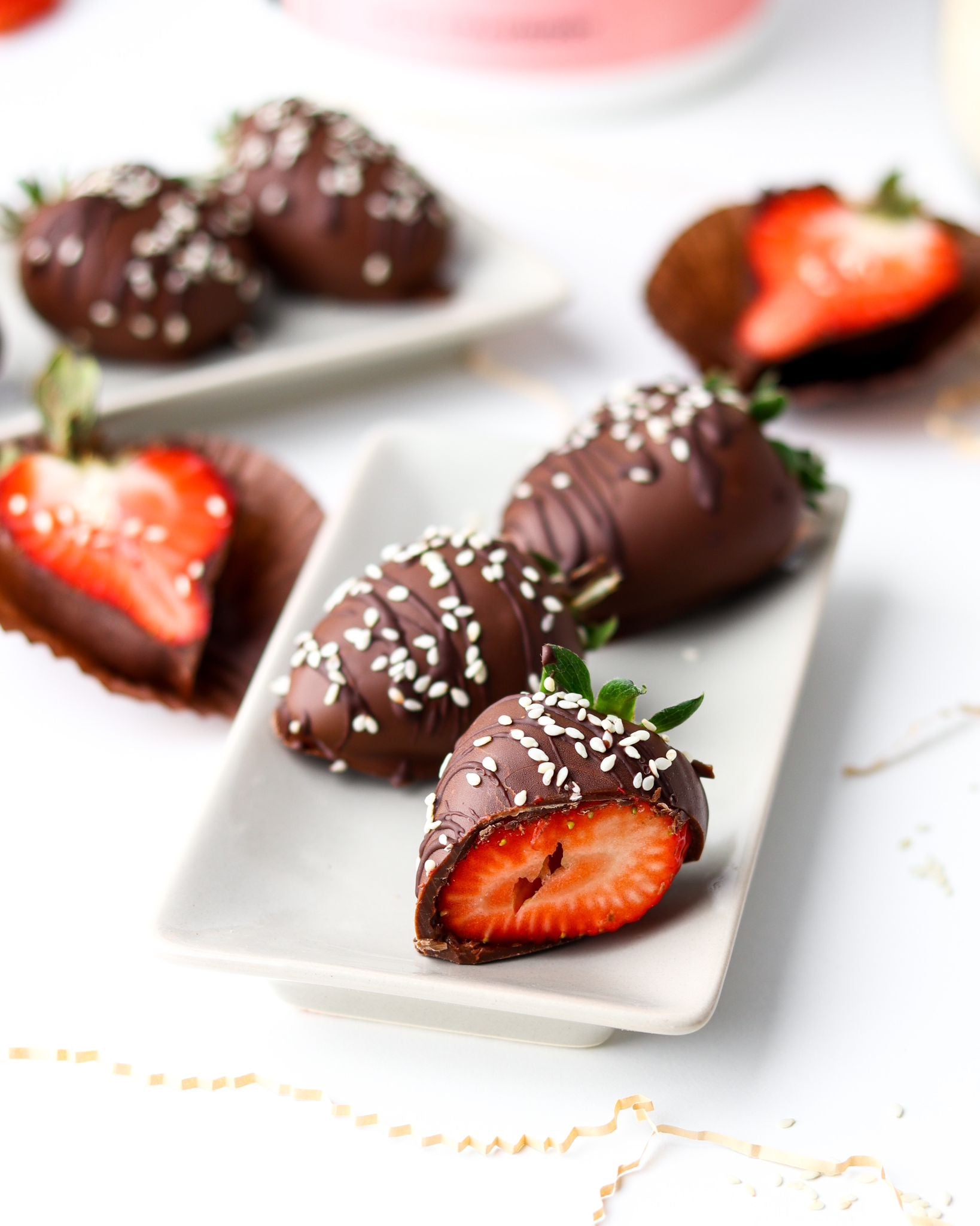 STRAWBERRIES COATED IN A STRAWBERRY CHOCOLATE COATING